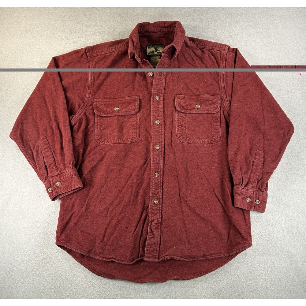 Vintage Field & Stream Heavyweight Chamois Flannel MEDIUM Thick 100% Cotton RED